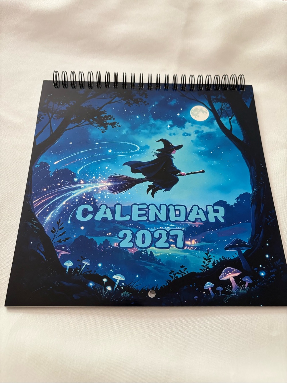 2027 Blue Witch Illustration Wall Calendar - Brand New